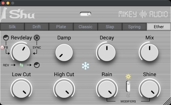 Mikey Audio「Shu」7種類のリバーブアルゴリズムとReverse Delayを搭載した無料リバーブ｜DTMプラグインセール