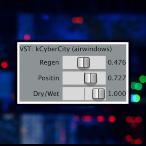 Airwindows「kCyberCity」雨に濡れたネオン街のような空気感を作れる、近未来系サウンドデザイン向けリバーブ｜DTMプラグインセール