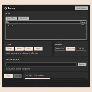 Ohlhorst Digital「Trama」AIでボーカル・ドラム・ベースを高精度にステム分離できる無料デスクトップツール｜DTMプラグインセール