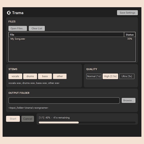 Ohlhorst Digital「Trama」AIでボーカル・ドラム・ベースを高精度にステム分離できる無料デスクトップツール｜DTMプラグインセール