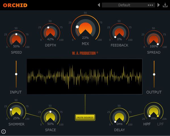 W. A. Production「Orchid」4重コーラス処理でシンセ・ボーカル・ギターに圧倒的な厚みと広がりを加えられる空間系プラグイン|DTMプラグインセール