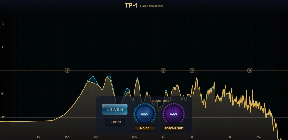 AIDE AUDIO「TP-1(Free version)」ノイズ除去・レゾナンス抑制・4バンドEQをまとめて使えるオーディオプラグイン|DTMプラグインセール