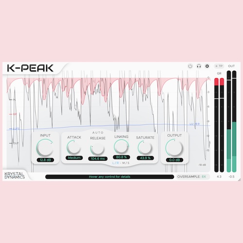 Krystal Dynamics「KrystalPeak」透明感を失わずに音圧を引き上げられる、Mid/Side対応の高機能リミッター｜DTMプラグインセール