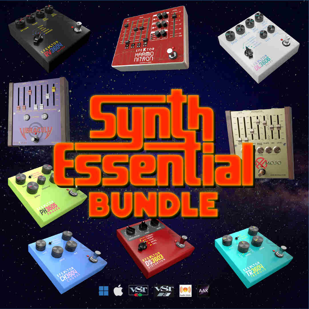 Kuassa「Synth Essential Bundle」Juno風コーラス・Lo-Fi・テクノ系サウンドまで対応できる9種類のシンセ向けFXバンドル|DTMプラグインセール