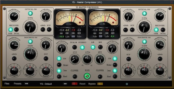 YS Plugins「YS - Master Compressor」2種類のコンプレッサーを直列接続して自然なまとまり感とアナログ的な厚みを作れるマスターコンプレッサー|DTMプラグインセール