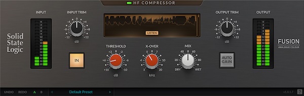 Solid State Logic「SSL Fusion HF Compressor」高域のみを精密にコントロールし、耳障りなハーシュネスを滑らかに整えるSSL由来の専用コンプレッサー|DTMプラグインセール