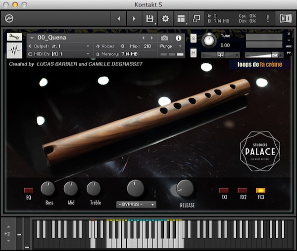 loops de la crème「QUENA LIGHT」自然な息づかいや柔らかなアタック感まで表現できる!ボリビア伝統のフルート「ケーナ」をリアルに再現した、温かみのある無料Kontakt音源|DTMプラグインセール