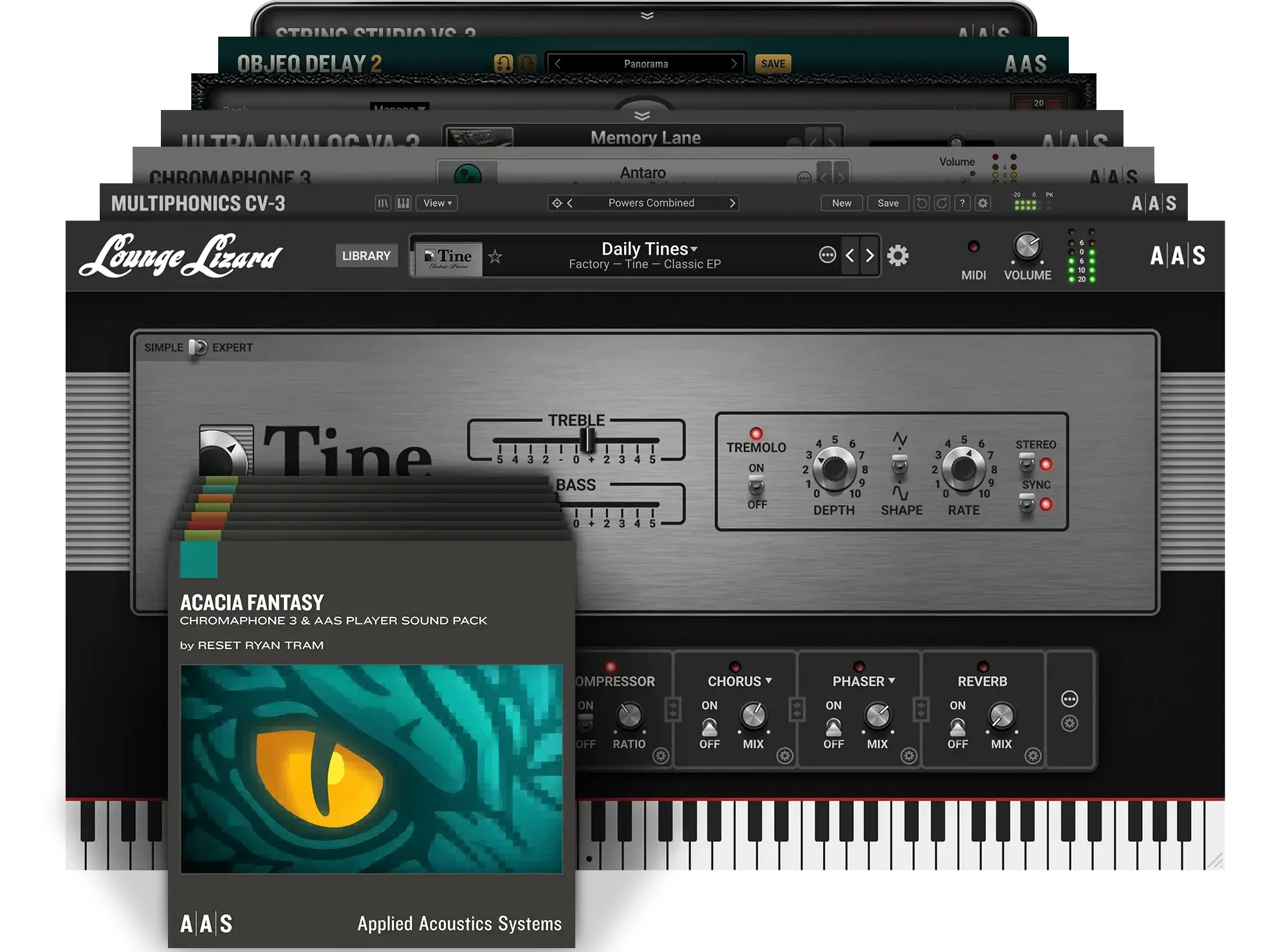 Applied Acoustics Systems「The Integral Bundle」AASの人気シンセ・エレピ・ギター音源・モジュラー環境・サウンドバンクをまとめて使える総合制作バンドル｜DTMプラグインセール