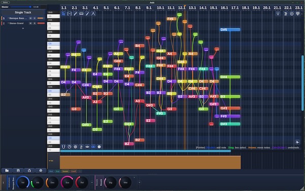 DonutsDelivery「Arbit Free」音同士の“関係性”を使って作曲できる、リンク型ハーモニーシステム搭載の次世代コンポジションワークステーション|DTMプラグインセール