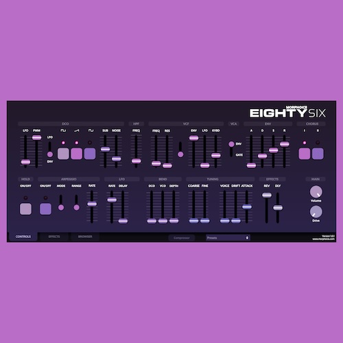 Morphoice「EIGHTYSIX」Roland Juno-6の温かいアナログサウンドと印象的なコーラスをDAWで再現できるソフトシンセ｜DTMプラグインセール