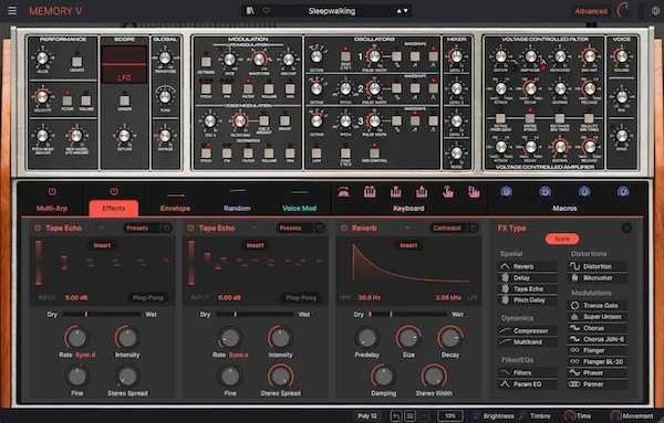 Arturia「Memory V」伝説のMemorymoogを完全再現し、3オシレーターとラダーフィルターによる重厚なアナログサウンドを現代環境で蘇らせるポリシンセ音源|DTMプラグインセール