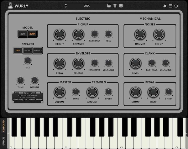 AudioThing「Wurly」60〜70年代の名機Wurlitzerを忠実再現し、リードピアノ特有の温かくソウルフルなサウンドを蘇らせるエレピ音源|DTMプラグインセール