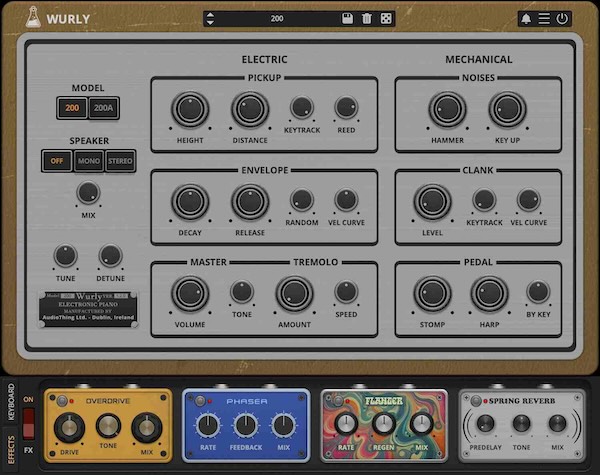 AudioThing「Wurly」60〜70年代の名機Wurlitzerを忠実再現し、リードピアノ特有の温かくソウルフルなサウンドを蘇らせるエレピ音源|DTMプラグインセール