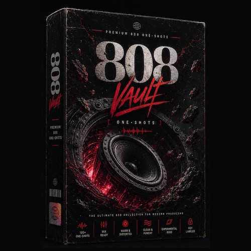 Glitchedtones「808 Vault – 100 Premium 808 One-Shots for Trap, Drill, Rage & Hip-Hop Production」Trap・Drill・Rage・Hip-Hop制作で使いやすい808を100種類収録！ミックスしやすく加工耐性も高い808ワンショット集｜DTMプラグインセール