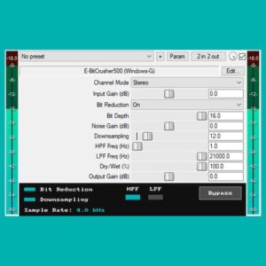 Windows-G「E-BitCrusher500」Mid/Side処理やノイズ量調整まで搭載！Lo-Fiから実験的サウンドまで幅広く使える高機能ビットクラッシャー｜DTMプラグインセール