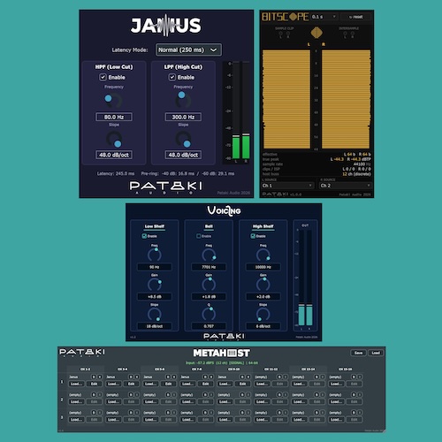 Pataki Audio「Janus、MetaHost、Voicing、Bitscope」リニアフェーズクロスオーバーからTrue Peak解析まで対応する4種類の高機能オーディオプラグイン｜DTMプラグインセール