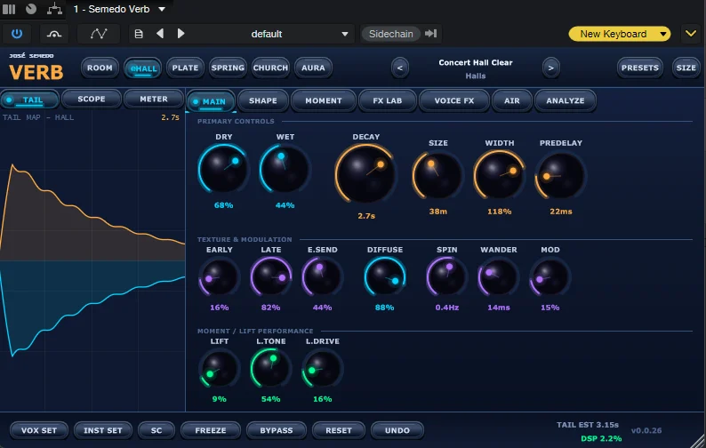José Semedo「Semedo Verb」6種類のリバーブ・Voice FX・FREEZE・サイドチェイン機能まで搭載した多機能空間系プラグイン｜DTMプラグインセール