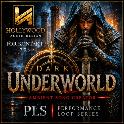 Hollywood Audio Design「Dark Underworld」ダークアンビエントやホラー演出に最適！パッド・テクスチャ・リズム素材を重ねて重厚なシネマティック空間を作れる音源｜DTMプラグインセール