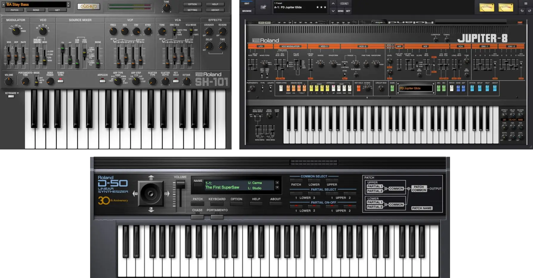 Roland「Vintage Keys Essentials Bundle」Rolandを代表する3つの名機シンセ（JUPITER-8・SH-101・D-50）をまとめて使える音源バンドル｜DTMプラグインセール