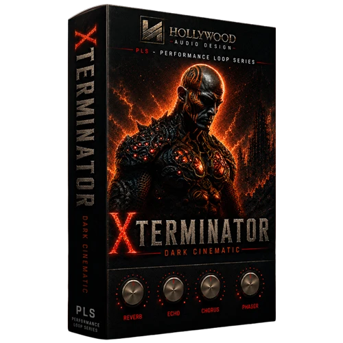 Hollywood Audio Design「Xterminator – Dark Cinematic」ダークで重厚なシネマティックサウンドを素早く構築できる、映画・ゲーム・トレーラー制作向けKontaktライブラリ｜DTMプラグインセール