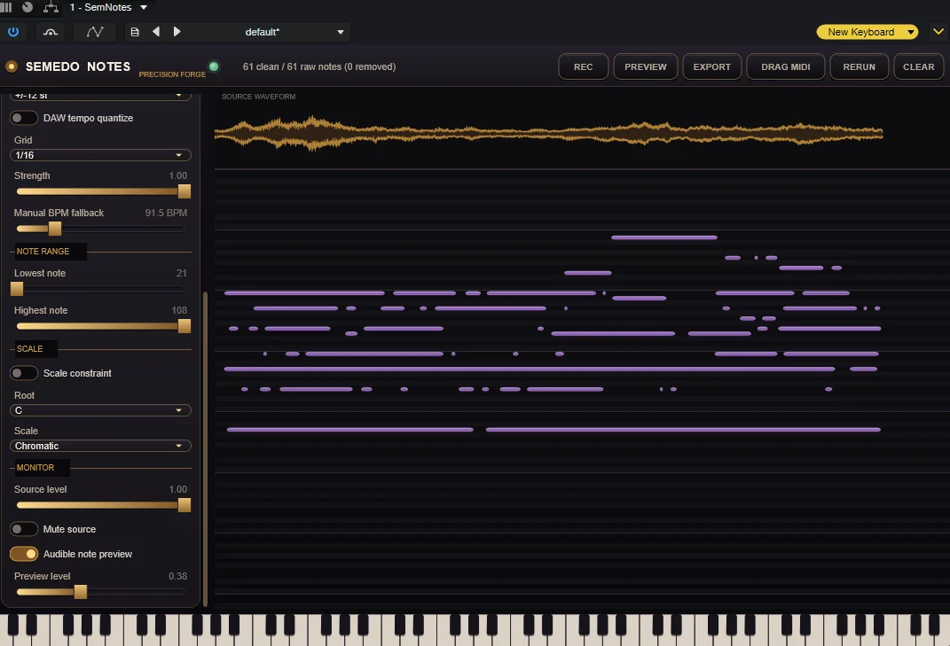 Semedo Audio「semedo NOTES」ギターやボーカル、ピアノの演奏をMIDIデータへ変換できるオーディオ・トゥ・MIDIプラグイン|DTMプラグインセール