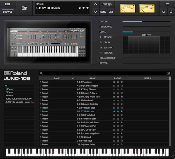 Roland「JUNO-106」Rolandの名機JUNO-106を忠実に再現！温かみのあるアナログサウンドと伝説的コーラスをDAWで楽しめるソフトシンセ｜DTMプラグインセール