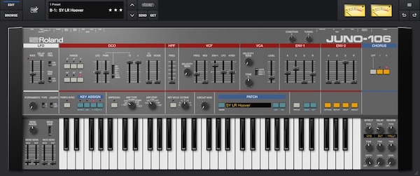 Roland「JUNO-106」Rolandの名機JUNO-106を忠実に再現！温かみのあるアナログサウンドと伝説的コーラスをDAWで楽しめるソフトシンセ｜DTMプラグインセール
