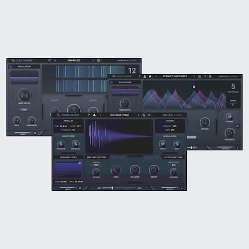 Minimal Audio「Space & Depth Bundle」コーラス・フェイザー・リバーブの3つの空間系エフェクトで広がりと奥行きを自在に演出できるバンドル｜DTMプラグインセール