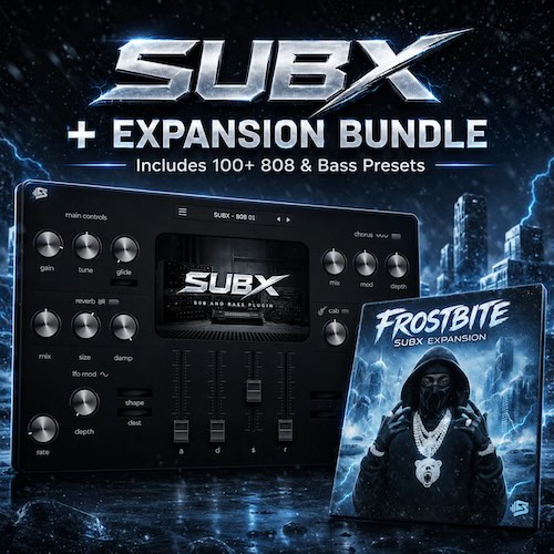 STUDIO TRAP「SUBX VST + Expansion」Frostbite Expansion付属でダークなDrillや現代的なTrapサウンドに最適！重厚なサブベースからパンチのある808まで幅広く収録した低音特化型プラグイン｜DTMプラグインセール