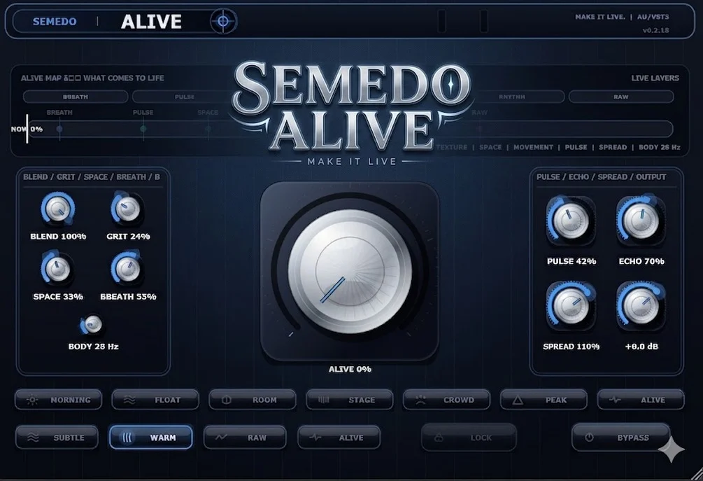 Semedo Audio「josé semedo ALIVE」音に動き・広がり・奥行きを加えてサウンドを生き生きと演出できるクリエイティブマルチエフェクト｜DTMプラグインセール