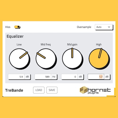 HoRNet Plugins「HoRNet TreBande」クラシックなアナログミキサーEQの温かみと音楽的なサウンドをデジタル環境で再現できる3バンドEQ｜DTMプラグインセール