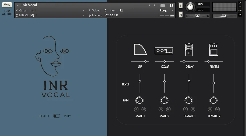 ​Ink Audio「Ink Vocal」4人のシンガーによる自然な歌声を自由にブレンドできるKontakt対応ボーカルライブラリ｜DTMプラグインセール