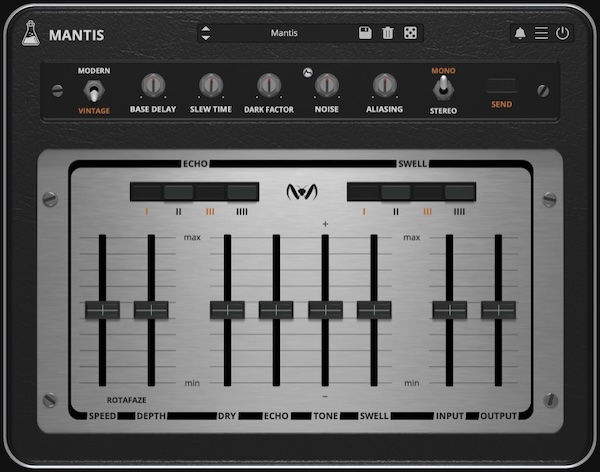 AudioThing「Mantis」ヴィンテージBBD回路を忠実に再現し、ダークで温かみのあるアナログエコーを生み出すディレイエフェクト｜DTMプラグインセール