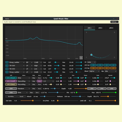 OTODESK「Quad Morph Filter」28種類のフィルターをリアルタイムでモーフィングできる高機能VST3プラグイン｜DTMプラグインセール