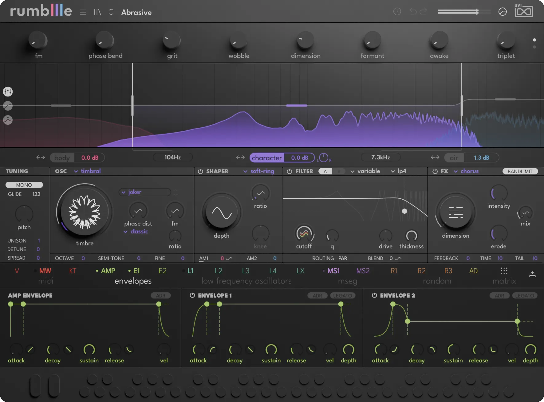UVI「Rumble」808からワブル、ドローンまで自在に生成！低域・中域・高域を分離設計したマルチバンドシンセ｜DTMプラグインセール