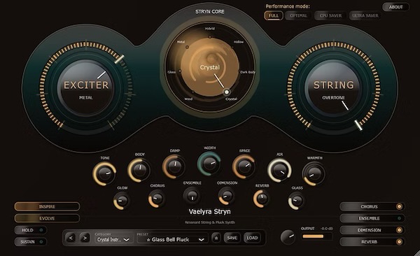 Uryan Modular「Vaelyra Stryn」木材・金属・ガラスのような共鳴を操り、未来的な弦楽器サウンドを生み出せるレゾナント・ストリング&プラックシンセ|DTMプラグインセール