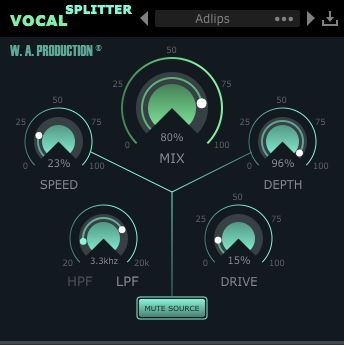 W. A. Production「Vocal Splitter」モノラルボーカルに自然な広がりと厚みを加え、現代的なステレオサウンドを手軽に作れるプラグイン｜DTMプラグインセール