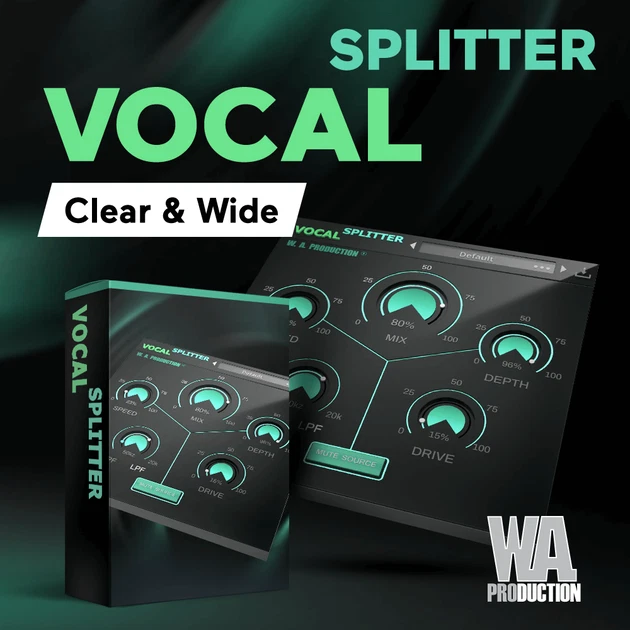 W. A. Production「Vocal Splitter」モノラルボーカルに自然な広がりと厚みを加え、現代的なステレオサウンドを手軽に作れるプラグイン｜DTMプラグインセール