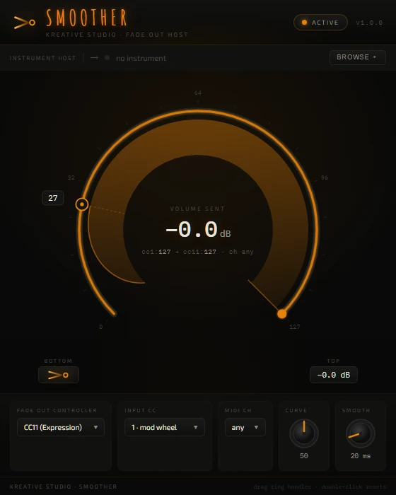KReative Studio「Smoother」オーケストラ音源のダイナミクス表現をより滑らかにし、繊細なフェードアウトを実現するプラグイン｜DTMプラグインセール