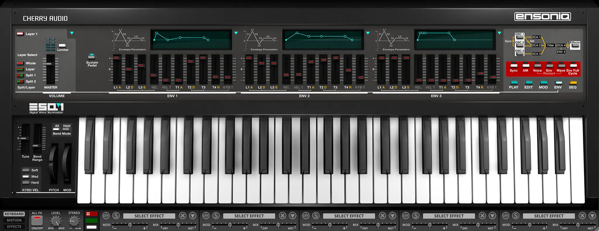 Cherry Audio「Ensoniq ESQ-1 Synthesizer」オリジナル32波形＋CEM3379フィルターを完全再現！最大32ボイス×デュアルレイヤー構成で圧倒的表現力のハイブリッドシンセ｜DTMプラグインセール