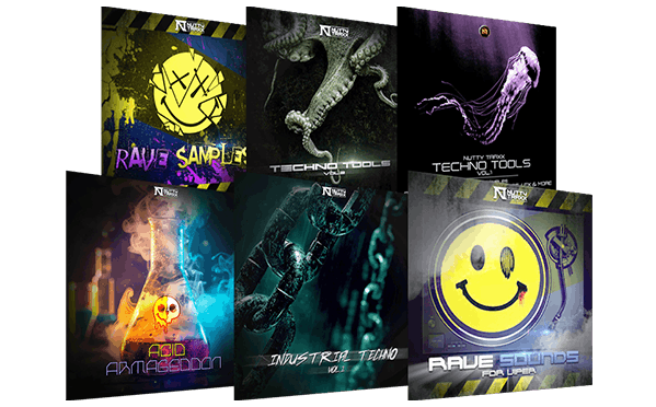 Nutty Traxx「Rave and Techno Bundle」アンダーグラウンド系クラブミュージック制作を強化!1,500以上のWAVサンプルとMIDIファイルを収録したテクノ・レイヴ向け総合サウンドライブラリ|DTMプラグインセール