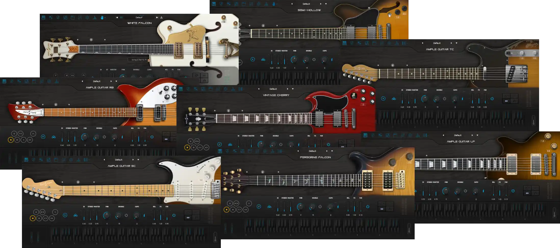 Ample Sound「8in1 Electric Bundle」8本の伝説的エレキギターを1つのバンドルに凝縮!ギター不要で最高峰のギターサウンドが完成する、ロックもジャズもファンクも完全網羅の最強ギター音源パック