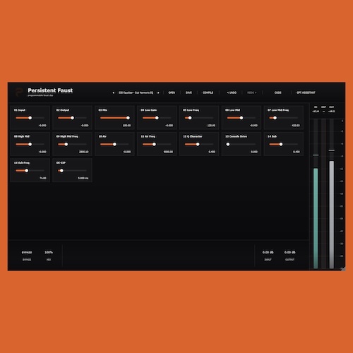 KageProduction「Persistent Faust BETA」AIに欲しいサウンドを伝えるだけでオリジナルエフェクトを作成できる革新的なDSPプラットフォーム｜DTMプラグインセール