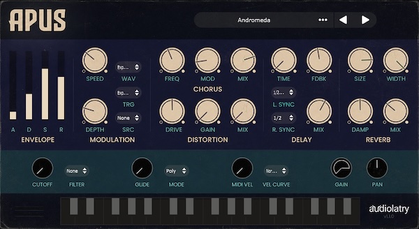 audiolatry「Apus」温かくダスティなLo-Fiサウンドと52種類のプリセットを収録した、アイデアを素早く形にできるバーチャルインストゥルメント｜DTMプラグインセール