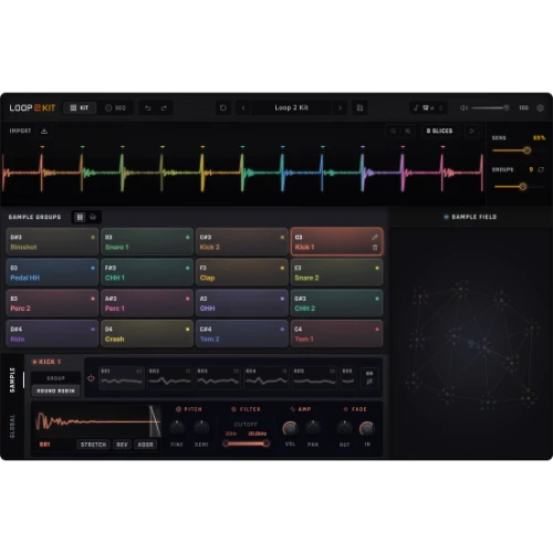 Pitch Innovations「Loop 2 Kit」ループ素材を読み込むだけで自動解析・スライス・キット化まで完結！“ループをそのまま楽器として演奏する”次世代サンプリング環境｜DTMプラグインセール