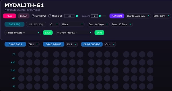 Mydalith「Mydalith-G1」17種類のスケールと80種類以上のプリセットを搭載したPsytrance・IDM向け数学的グルーブボックス｜DTMプラグインセール