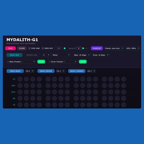 Mydalith「Mydalith-G1」17種類のスケールと80種類以上のプリセットを搭載したPsytrance・IDM向け数学的グルーブボックス｜DTMプラグインセール