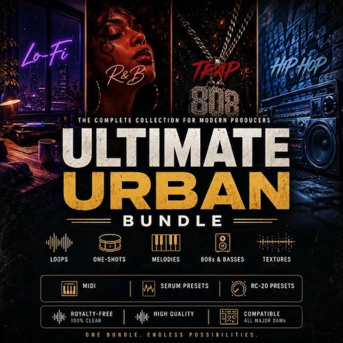 D-Fused Sounds「Ultimate Urban Bundle」Lo-Fi・R&B・Trap・Hip-Hop向けのループ・MIDI・Serumプリセットを収録した総合音源バンドル｜DTMプラグインセール