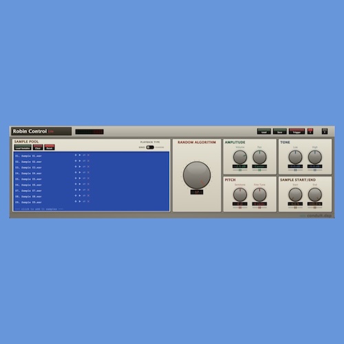 Conduit DSP「Robin Control Lite」ピッチや音量を自動で変化させながら自然なラウンドロビン再生を実現できるサンプラー｜DTMプラグインセール