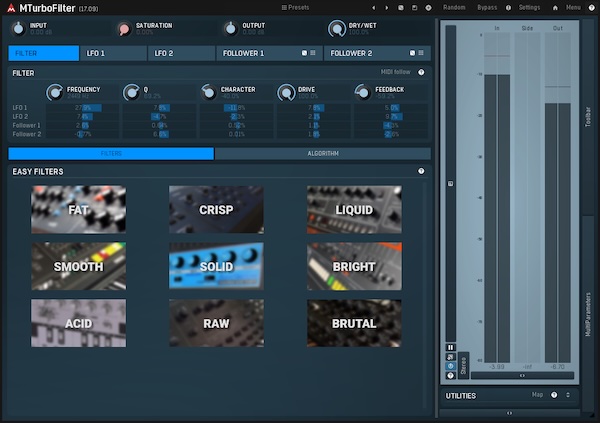 MeldaProduction「MTurboFilter」9種類のヴィンテージフィルター＋自由設計エンジン搭載！“自分だけのフィルターを作る”次世代サウンドデザイン環境｜DTMプラグインセール